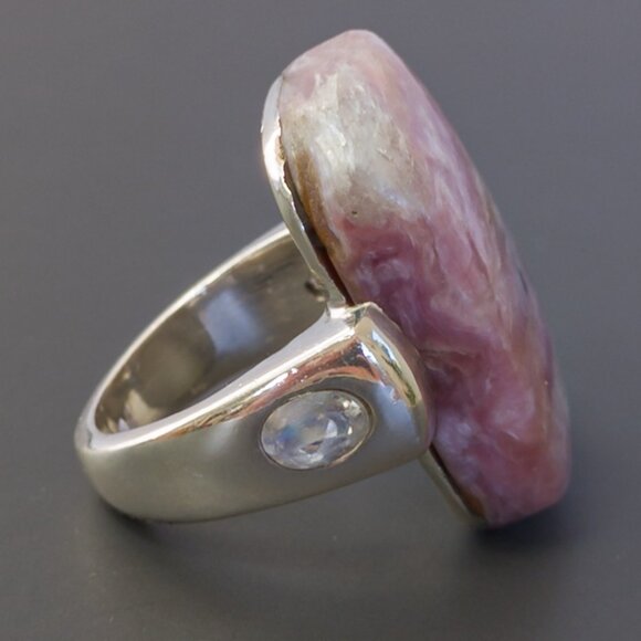 Sterling Silver Charoite & Moonstone Statement Ring – Size 7.75 - Picture 15 of 17